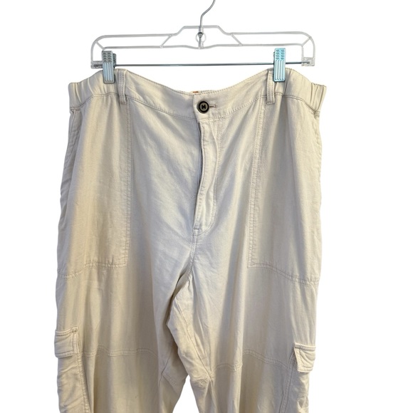 Anthropologie Pilcro Linen Blend Cargo Pant Relaxed Fit Cream Size XLP Petite - Picture 5 of 17